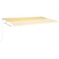 vidaXL Toldo automático LED sensor de viento amarillo y blanco 6x3 m