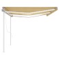 vidaXL Toldo automático LED sensor de viento amarillo y blanco 6x3 m