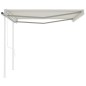 vidaXL Toldo retráctil automático con postes crema 4,5x3,5 m vidaXL Toldo retráctil automático con postes crema 4,5x3,5 m