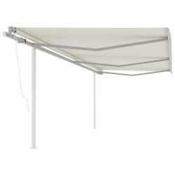 vidaXL Toldo retráctil automático con postes crema 6x3,5 m