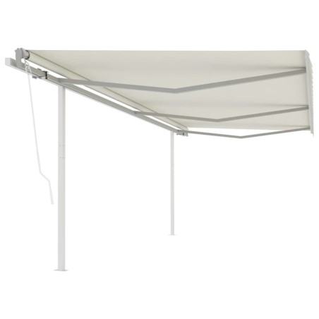 vidaXL Toldo retráctil automático con postes crema 6x3,5 m