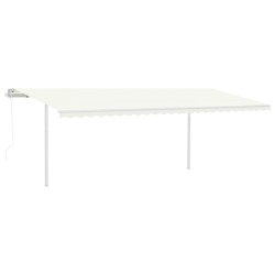 vidaXL Toldo retráctil automático con postes crema 6x3,5 m