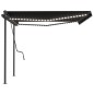 vidaXL Toldo manual retráctil con LED gris antracita 4,5x3,5 m vidaXL Toldo manual retráctil con LED gris antracita 4,5x3,5 m