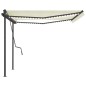 vidaXL Toldo automático con LED sensor de viento color crema 4,5x3,5 m vidaXL Toldo automático con LED sensor de viento color crema 4,5x3,5 m