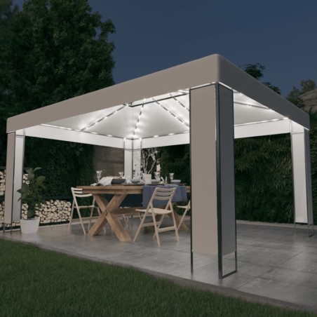 vidaXL Cenador con tira de luces LED blanco 3x4 m
