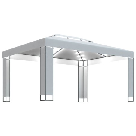 vidaXL Cenador con tira de luces LED blanco 3x4 m