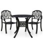 vidaXL Mesa y sillas de bistró 3 piezas aluminio fundido negro