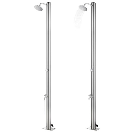 vidaXL Ducha de jardín con base gris 220 cm acero inoxidable