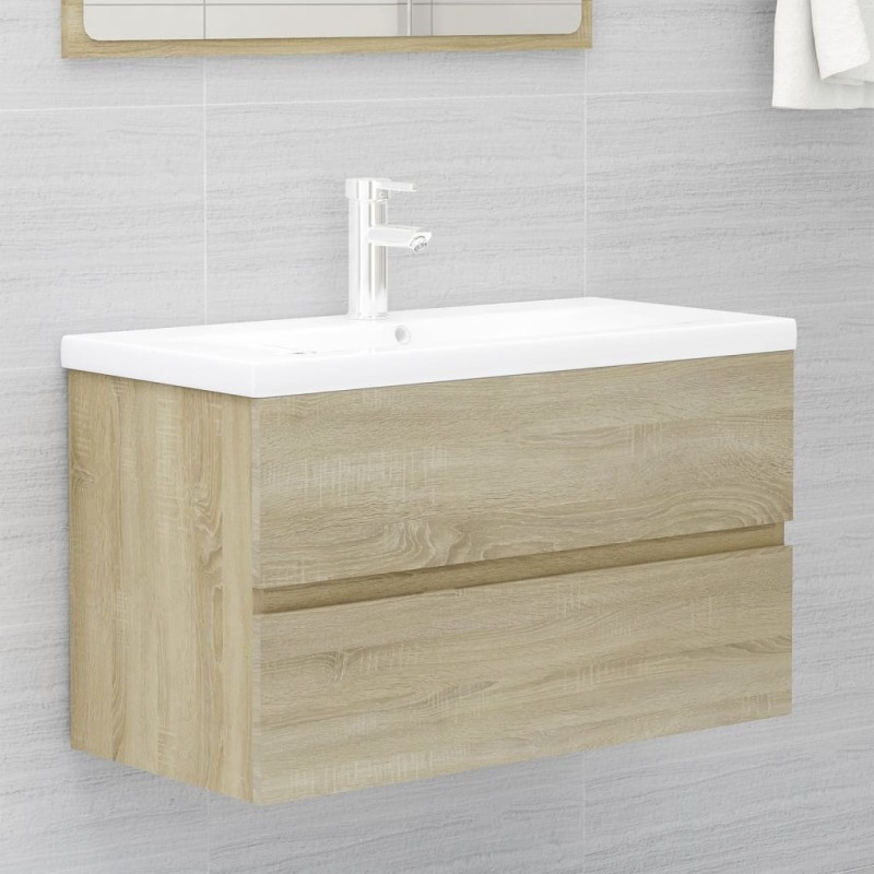 vidaXL Mueble con lavabo madera de ingeniería roble Sonoma vidaXL Mueble con lavabo madera de ingeniería roble Sonoma