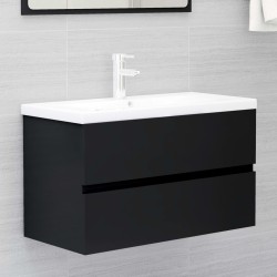 vidaXL Mueble con lavabo madera de ingeniería negro