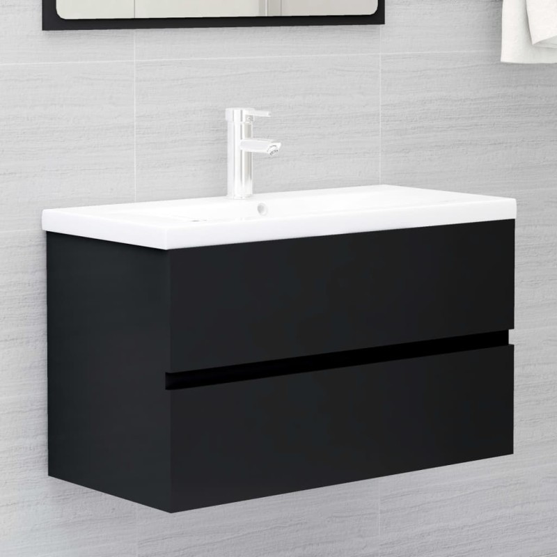 vidaXL Mueble con lavabo madera de ingeniería negro vidaXL Mueble con lavabo madera de ingeniería negro