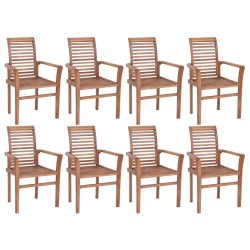 vidaXL Sillas de comedor apilables 8 unidades madera de teca maciza