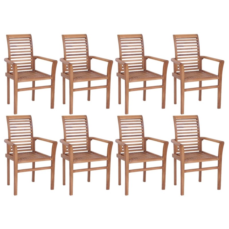 vidaXL Sillas de comedor apilables 8 unidades madera de teca maciza vidaXL Sillas de comedor apilables 8 unidades madera de teca maciza