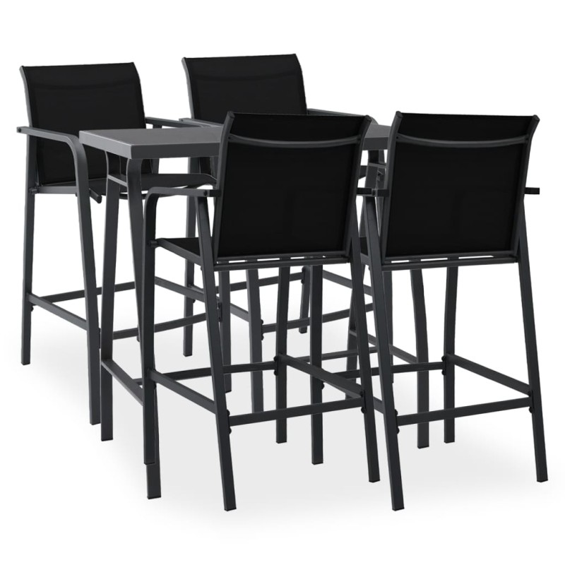 vidaXL Conjunto de bar para jardín 5 piezas negro vidaXL Conjunto de bar para jardín 5 piezas negro