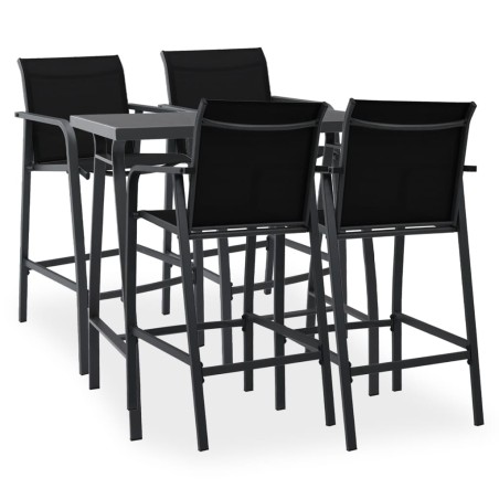 vidaXL Conjunto de bar para jardín 5 piezas negro