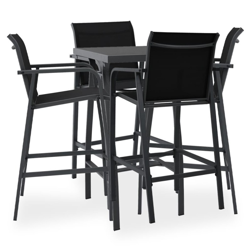 vidaXL Conjunto de bar para jardín 5 piezas negro vidaXL Conjunto de bar para jardín 5 piezas negro