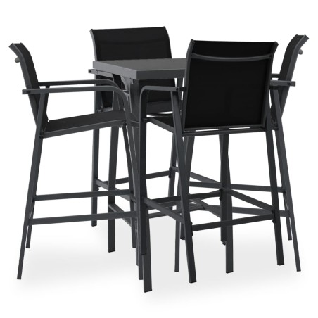 vidaXL Conjunto de bar para jardín 5 piezas negro