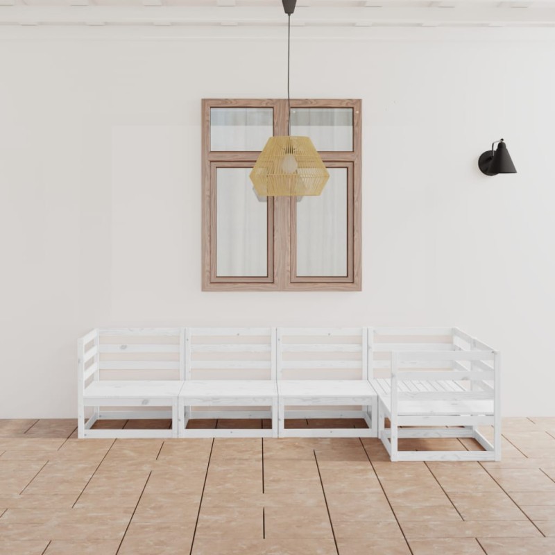 vidaXL Set de salón de jardín de 7 piezas blanco madera maciza de pino vidaXL Set de salón de jardín de 7 piezas blanco madera maciza de pino