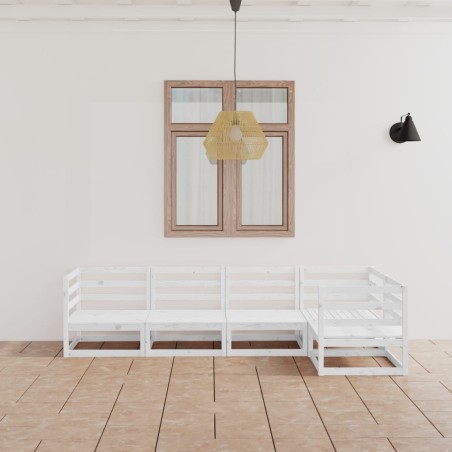 vidaXL Set de salón de jardín de 7 piezas blanco madera maciza de pino