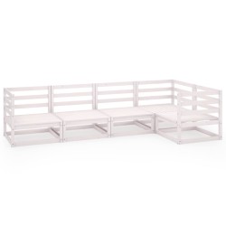 vidaXL Set de salón de jardín de 7 piezas blanco madera maciza de pino