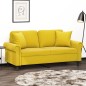 vidaXL Sofá de 2 plazas con cojines terciopelo amarillo 140 cm vidaXL Sofá de 2 plazas con cojines terciopelo amarillo 140 cm
