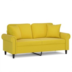 vidaXL Sofá de 2 plazas con cojines terciopelo amarillo 140 cm