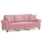 vidaXL Sofá de 3 plazas con cojines terciopelo rosa 180 cm vidaXL Sofá de 3 plazas con cojines terciopelo rosa 180 cm