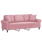 vidaXL Sofá de 3 plazas con cojines terciopelo rosa 180 cm vidaXL Sofá de 3 plazas con cojines terciopelo rosa 180 cm