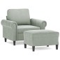 vidaXL Sillón con taburete terciopelo gris claro 60 cm vidaXL Sillón con taburete terciopelo gris claro 60 cm