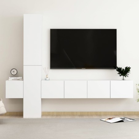 vidaXL Set de muebles de salón TV 5 piezas madera de ingeniería blanco
