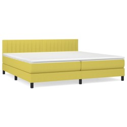 vidaXL Cama box spring con colchón tela verde 200x200 cm