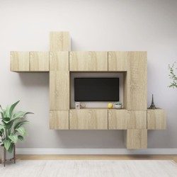 vidaXL Set muebles de salón TV 10 pzas madera ingeniería roble Sonoma
