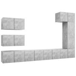 vidaXL Set muebles de salón TV 8 pzas madera ingeniería gris hormigón