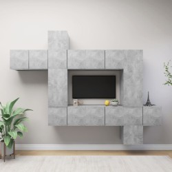 vidaXL Set de muebles de salón 10 pzas madera ingeniería gris hormigón