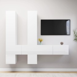 vidaXL Set de muebles de salón 6 pzas madera ingeniería blanco brillo