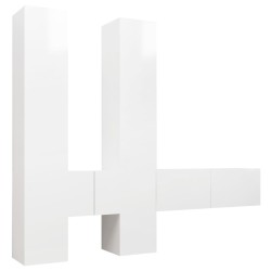 vidaXL Set de muebles de salón 6 pzas madera ingeniería blanco brillo