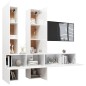 vidaXL Set de muebles de salón 6 pzas madera ingeniería blanco brillo