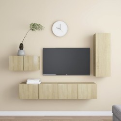 vidaXL Set de muebles salón TV 4 pzas madera ingeniería roble Sonoma
