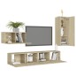 vidaXL Set de muebles salón TV 4 pzas madera ingeniería roble Sonoma