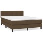 vidaXL Cama box spring con colchón tela marrón oscuro 140x200 cm vidaXL Cama box spring con colchón tela marrón oscuro 140x200 cm