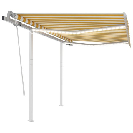 vidaXL Toldo manual retráctil con luz LED amarillo y blanco 3x2,5 m