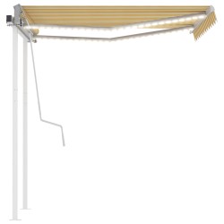 vidaXL Toldo manual retráctil con luz LED amarillo y blanco 3x2,5 m