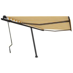 vidaXL Toldo de pie retráctil manual amarillo y blanco 450x350 cm