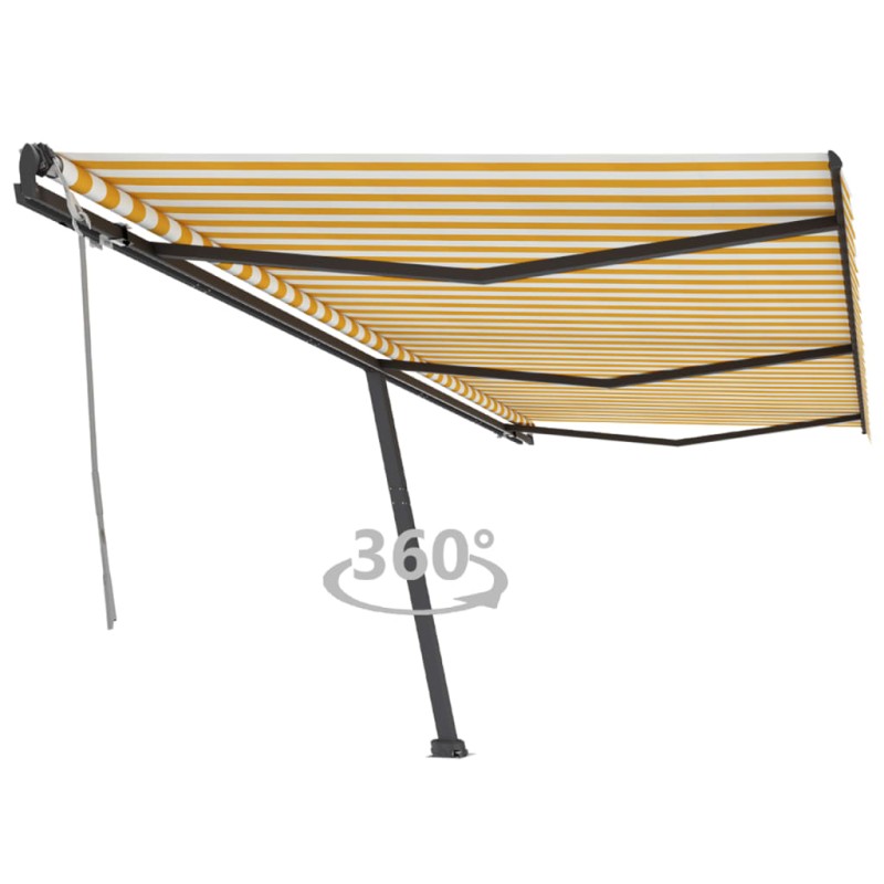 vidaXL Toldo de pie retráctil manual amarillo y blanco 600x350 cm vidaXL Toldo de pie retráctil manual amarillo y blanco 600x350 cm