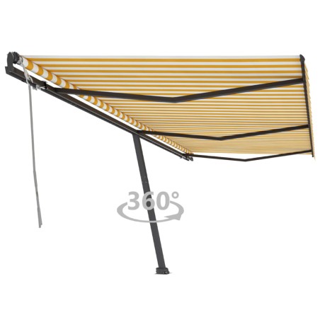 vidaXL Toldo de pie retráctil manual amarillo y blanco 600x350 cm