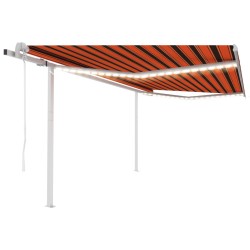 vidaXL Toldo automático con LED y sensor de viento naranja marrón 4x3m