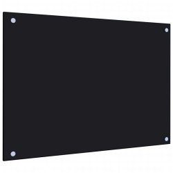 vidaXL Protección salpicaduras cocina vidrio templado negro 70x50 cm