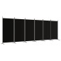 vidaXL Biombo divisor de 6 paneles de tela negro 520x180 cm vidaXL Biombo divisor de 6 paneles de tela negro 520x180 cm