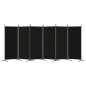 vidaXL Biombo divisor de 6 paneles de tela negro 520x180 cm vidaXL Biombo divisor de 6 paneles de tela negro 520x180 cm