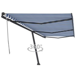vidaXL Toldo de pie retráctil manual azul y blanco 600x300 cm
